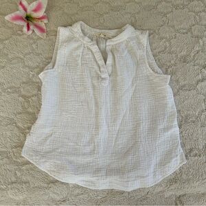 Lucky Brand White Waffle-Textured Gauze Tank Top